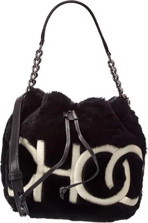 Jimmy Choo London Juno Shearling & Leather Bucket Bag