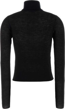 Burberry Womens Wool Blend Turtleneck Black Polyester Alpaca