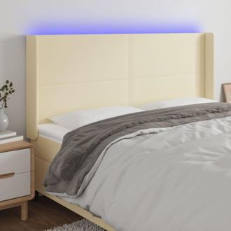 vidaXL Cabecero Con Led Cuero Sint&eacute;tico Color Crema 183x16x118/128 Cm Vidaxl