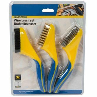 Trade Shop Trade Shop - 3 X Spazzole Pulizia Metallo Acciaio Kit Pittura Spazzola Per Ferro Fai Da Te