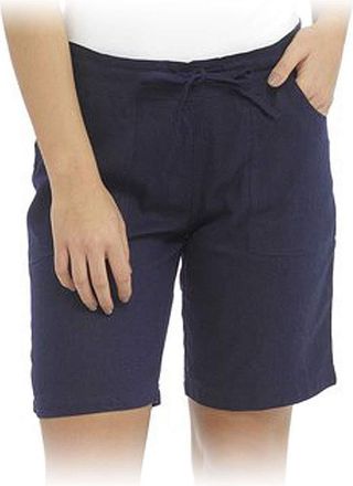 Tom Franks Womens/Ladies Summer Linen Blend Shorts With Pockets & Draw String, Various Colours & Sizes (12, Navy)
