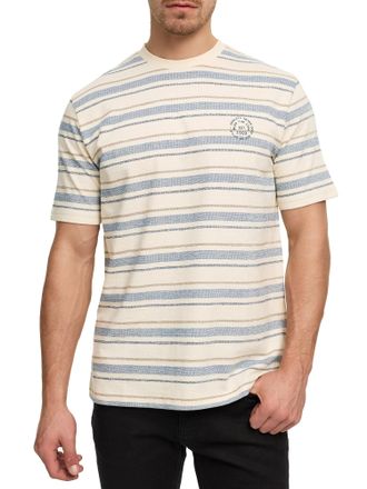 Indicode T-Shirt INDICODE INEron, Herren, Gr. XXL, copen blau, Single Jersey, Obermaterial: 80% Baumwolle, 20% Polyester, gestreift, regular fit normal, Rundha
