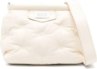 Maison Margiela Tassen, Dames, Wit, ONE Size, Leer, Witte Gewatteerde Schoudertas