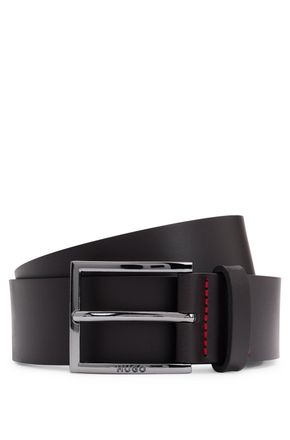 HUGO BOSS Lederg&uuml;rtel HUGO Geek_Sz35, Herren, Gr. 80, braun (schwarz_braun), Leder, unifarben, G&uuml;rtel Lederg&uuml;rtel, mit kontrastfarbenen N&auml;hten und dezenter Meta