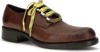 Prada Womens Antique Leather Lace-Up Loafers Cacao Lace Up