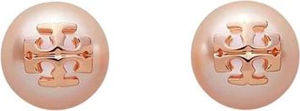 Tory Burch Roze Parel Oorbellen Rond Goud T - Dames - Oorbellen - Roze - ONE Size - Accessoires
