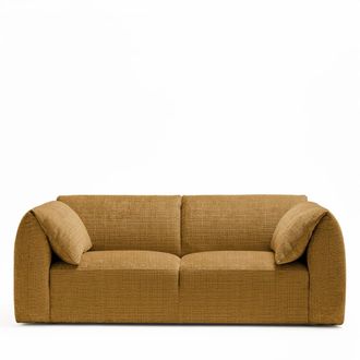 DRAWER Sof&aacute; 3 plazas con brazos reclinables y mesa de tela chenilla - Bronce