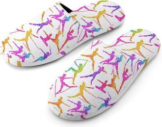 Generic Silhouettes Colorful Rhythmic Gymnastics Mens Slippers Warm Non-Slip Houes Shose Spa Slipper for Home Bedroom