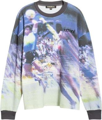 Criminal Damage Hand of God Graphic Waffle Knit T-Shirt in Blue Multi at Nordstrom, Size Xx-Large