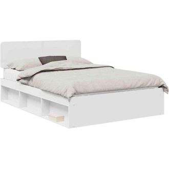 vidaXL Bed Frame with Headboard White 140 x 200 cm Solid Pine Wood vidaXL