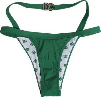 Dolce & Gabbana Green Logo Plaque Nylon Brief Panty Womens Underwear