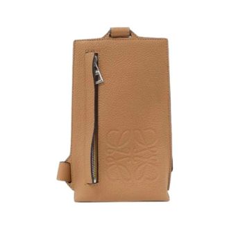 Loewe Pre-owned Vertical T Pocket Calf Shoulder Bag - Dames - Pre-owned - Bruin - Maat: ONE Size Leer