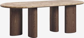 Sklum Mesa De Comedor Ovalada 220x100 Cm En Mdf Y M&aacute;rmol Dayana Sklum