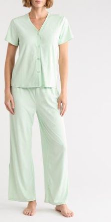 Tommy Hilfiger Ribbed Long Pajamas in Opal Green at Nordstrom Rack, Size X-Large