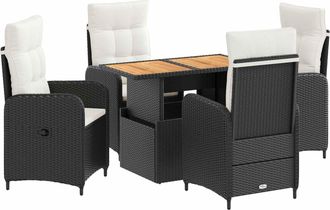 vidaXL Juego De Comedor Para Exteriores 5 Uds. Negro Y Crema Vidaxl