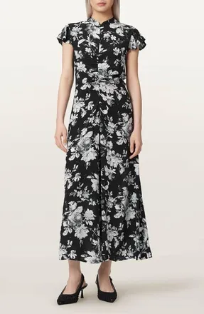 AllSaints Lolita Floral Maxi Dress in Jardina Mono Black at Nordstrom, Size 4