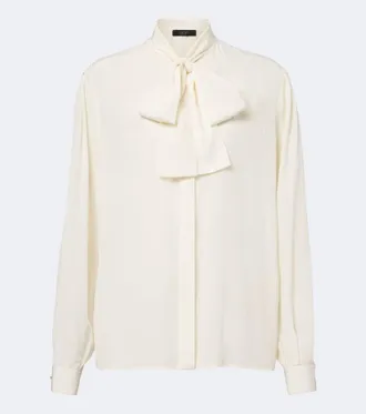 Gucci Blusa in cr&ecirc;pe de chine di seta con fiocco