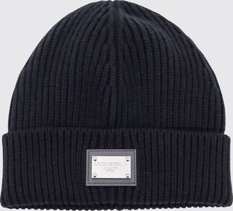 Dolce & Gabbana Beanie a coste in misto lana e cashmere con placca logo