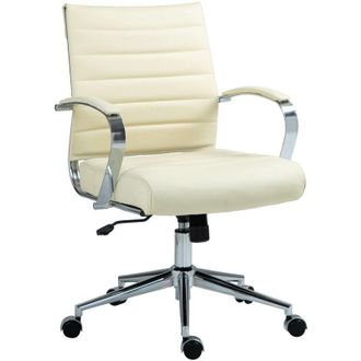 Clp Silla De Oficina Oakland Cuero Aut&eacute;ntico Crema