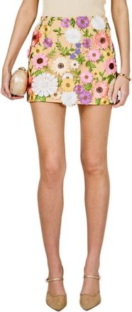 endless rose Floral Embroidery Miniskirt in Beige Multi Floral at Nordstrom, Size X-Small