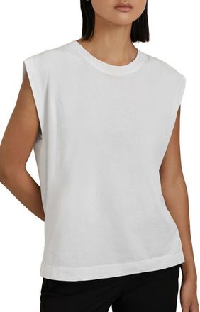 Reiss Morgan Cap Sleeve Cotton T-Shirt in White at Nordstrom, Size X-Small