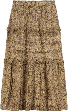 Isabel Marant Rok met ruches Volomia - Dames - Midirokken - Veelkleurig - 2XS - Katoen - Rokken