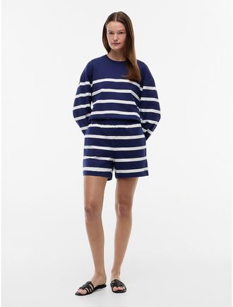 Tommy Hilfiger Womens Striped 5 Sweatshort - Preppy Navy - XXS