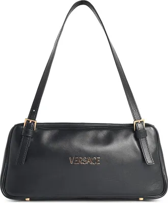 Versace Tag Black Leather Bag