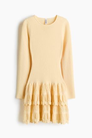 H&M Tiered-skirt Dress in Light Yellow at Nordstrom, Size X-Small