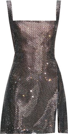 Self Portrait Fitted Mesh Mini Dress With Rhinestone Details