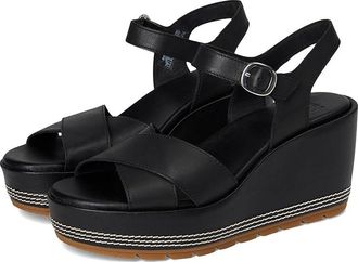 Sorel Sunpeak Wedge Ankle Strap Womens Wedge Shoes Black/Gum 2 : 10.5 B - Medium, Synthetic