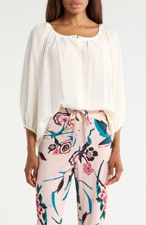 Diane Von F&uuml;rstenberg Eden Silk Long Sleeve Top in Ivory at Nordstrom Rack, Size Xx-Small