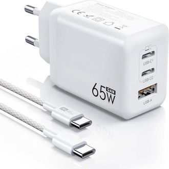 OEM Cargador Usb C - 65 W - Tecnolog&iacute;a Gan Iii - 3 Puertos - Pd 3 0 Y Pps - Incluye Cable De 1 8 M - Para Port&aacute;tiles Y Tel&eacute;fonos