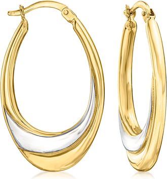 Ross-Simons 14kt 2-Tone Gold Oval Hoop Earrings