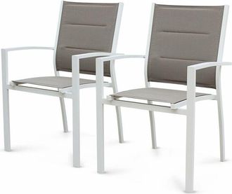 Sweeek Sweeek - Pair of stackable aluminium garden armchairs, Chicago, White, 57x57x89.5 cm