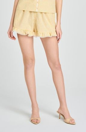 Wayf Emma Ruffle Lace Trim Shorts in Yellow at Nordstrom, Size X-Large