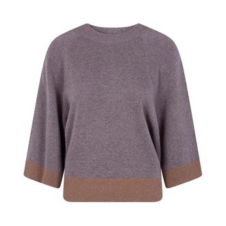 Twinset Twin-set Truien - Dames - Ronde hals truien - Paars - L - Tweed - Truien & Vesten