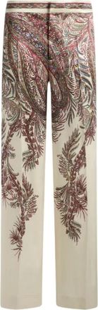 Etro Etro, Straight Trousers, female, Multicolor, Size: XL Printed Satin Palazzo Trousers