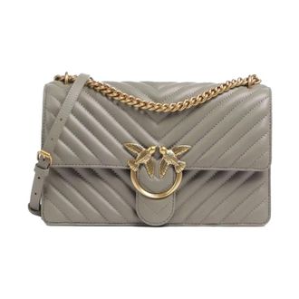 Pinko Beige Leren Schoudertas - Dames - Schoudertassen - Beige - ONE Size - Leer - Tassen