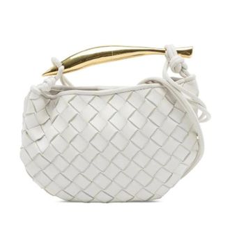 Bottega Veneta Pre-owned Woven Nappa Satchel - Dames - Pre-owned - Wit - Maat: ONE Size Leer