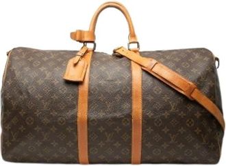 Louis Vuitton Pre-owned Keepall Bandouliere 55 - Dames - Vintage Weekendtas - Bruin - ONE Size - Leer - Vintage