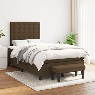 vidaXL Vidaxl - Cama Box Spring Con Colch&oacute;n Tela Marr&oacute;n Oscuro 120x200 Cm