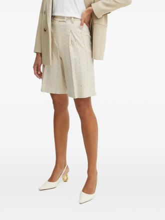 Fracomina striped pleated shorts - Neutrals
