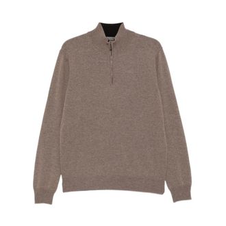 Corneliani Coltrui met halve rits - Heren - Truien - Bruin - Maat: M Zijde