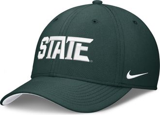 Nike Michigan State Classic Swooshflex Nike Mens Dri-FIT College Hat in Green | NC033EYMST-X2E