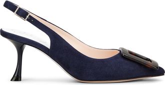 Roger Vivier Viv in the City Tortoise Buckle Slingback Pump in Galassia Scuro at Nordstrom, Size 7.5Us