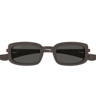 Gucci Sunglasses, unisex, Brown, Size: 47 MM Rectangular Sunglasses