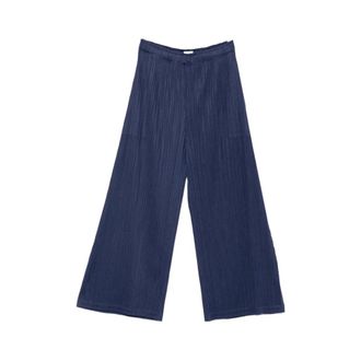 Issey Miyake Wide Trousers, female, Blue, Size: XL Pant Pleats Please Trousers