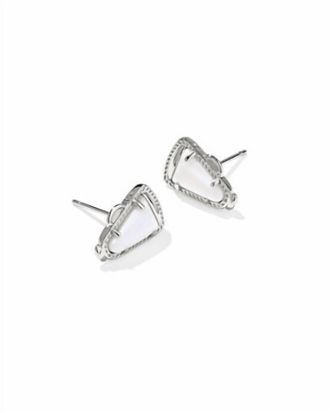 Kendra Scott Womens Cheer Stud Earrings In Silver White Mother Of Pearl