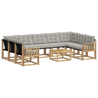 vidaXL Conjunto De Sof&aacute;s De Exterior 10 Pcs Blanco Y Gris Claro Vidaxl